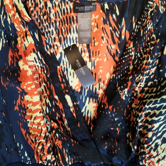 NWT Bisou Bisou Floral and Navy Dress - Picture 4 of 5